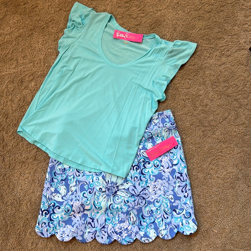 NWT Lilly Pulitzer BUNDLE 
L CRAWFORD TOP
MONICA SCALLOP SKORT UPF